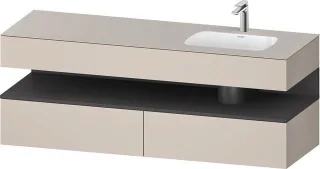 Duravit Qatego Einbauwaschtisch mit Konsolenwaschtischunterbau Taupe Matt 1600x550x600 mm - QA479604 QA4796049910000