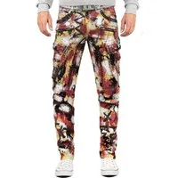 Cipo & Baxx Regular-fit-Jeans Herren regular fit Hose Stonewashed BA-CD587 (1-tlg) Auffällige Verzierungen mit Strasssteinen, Nieten und Glitzer-Effekt