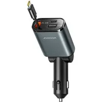 JOYROOM JR-CCL07 KFZ-Adapter Kfz-Stecker (Zigarettenanzünder) zu USB-C Buchse, USB-A Buchse, 80 cm, 3-in-1 Autoladegerät mit 30W Schnellladen und Einzugskabel