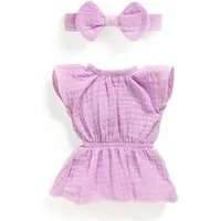 DJECO Puppenkleidung Pomea Set Lovely Violette für Puppen von 32 cm Kleid und Haarband