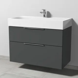 Sanipa 3way Waschtischunterbau zu Kaldewei Silenio Waschtisch mit 2 Auszügen, Anthrazit-Matt UM45622