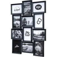 Levandeo® Bilderrahmen Collage, Bilderrahmen 54x72cm 12 Fotos 13x18cm Schwarz Antik Glas Collage