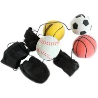 ELLUG Spielball 4er Set Springball/Returnball/Flummi Ø 6cm Armband&Schnur