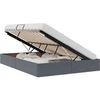 vidaXL Bett Ottoman Bettgestell mit Speicher Dunkelgrau 140 x 200 cm Samt (1-tlg)