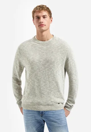 No Excess - Pullover Crewneck Melange With Linen taupe - Gr. - XXL