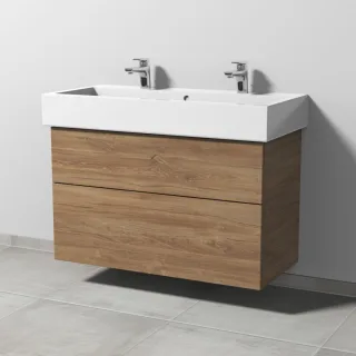 Sanipa 3way Waschtischunterbau zu Duravit Vero Waschtisch mit 2 Auszügen, Eiche-Kansas SM71959