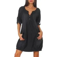 malito more than fashion Jeanskleid malito Damen Jeanskleid, Maxikleid mit Taschen, schickes Freizeitkle Sommerkleid Strandkleid Einheitsgröße