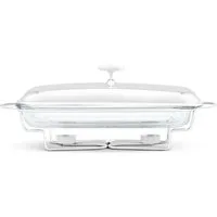 Edenberg Stövchen Speisenwärmer Gehärtetes Glas Edelstahl Warmhaltebehälter Catering, (3.0L, 2-tlg., Eine ideale Geschenkidee! Sehr hochwertig)