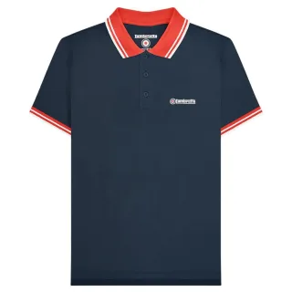 Lambretta Herren Polohemd mit kontrastierenden Kanten (Marineblau/Rot)