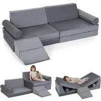 COSTWAY Kindersofa, Schlafsofa aus Schaumstoff mit abnehmbarem Bezug für Kinder