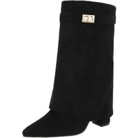Ital-Design Modische Stiefeletten mit hohem Schaft für Damen High-Heel-Stiefel (90169643) Blockabsatz Stiefel in Schwarz