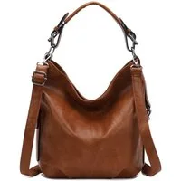 ITALYSHOP24 Schultertasche DAMEN TASCHE Hobo Bag Umhängetasche Crossbody Shopper Leder Optik (Spar-Set: Henkel Tasche mit Schultergurt, Workbag Leder Optik, 2-tlg., mit Henkel und Schultergurt), City Bag Damentasche CrossBag Freizeit Henkeltasche Rei
