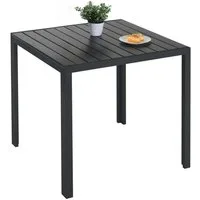 TLGREEN Gartentisch Aluminiumrahmen Quadratisch (75x75cm WPC Balkontisch Wetterfest, Quadratisch Terrassentisch, 1 Tisch), Esstisch Outdoor, Hitze- und Wetterbeständig, rutschfest-schwarz