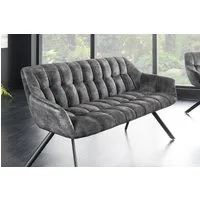 riess-ambiente Sitzbank PAPILLON 165cm grau/schwarz - Samt, Metall-Füße, mit Armlehne (Einzelartikel, 1-St), gepolsterte Bank mit Rückenlehne – ideal für Esstisch, Küche & Flur