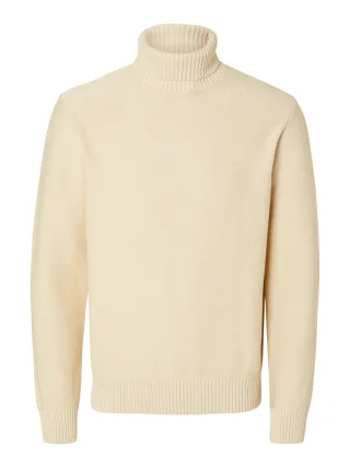 SELECTED MEN - SLMAXEL LS KNIT ROLL NECK NOOS Oatmeal - Gr. - XXL