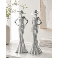 MF Skulptur Dekofigur 2er Set Velmora Ladies Silber 30 cm (2 St)
