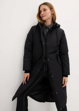 bonprix Wintermantel mit Innensteppung, schwarz, Gr.44, Langer Wintermantel mit Innensteppung