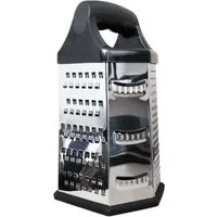 Reinex Multireibe SECHSKANTREIBE 23cm Edelstahl Griff Gemüsereibe 38 (Schwarz), Multireibe Turmreibe Gemüsehobel Käsereibe Küchenreibe Reibe