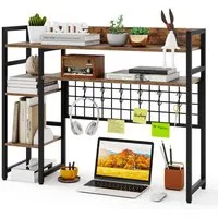 COSTWAY Bücherregal, Schreibtischregal Aufsatzregal mit Haken, 94x25x74cm