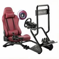 GTPLAYER Simulator Cockpit Rennsimulator lenkradständer mit 3D Lautsprechern Controller (Monitorhalterung Lenkradhalterung Schalthebelhalterung und Fußpedalen)