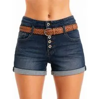 SUBLEVEL Shorts Damen Bermudas kurze Hose Baumwolle Hotpants Chino Sommer Hose Leichte Bermuda mit Stretchkomfort, Hotpant und Flechtgürtel