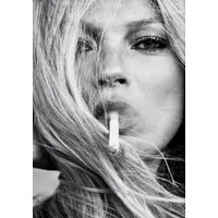 TPFLiving Kunstdruck OHNE RAHMEN, Vintage retro Fotografie - Kate Moss - Wandkunst für Mädchen - (Leinwandbild XXL), Farben: Farben: schwarz, weiß - Größe: 20x30cm