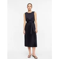 comma Midikleid Kleid Satinkleid mit Plissée-Rock