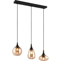 TRIO Leuchten Pendelleuchte Lumina, E14 Hängelampe 3-flammig Glasschirme in 3 Formen amberfarbig, Leuchtmittel wechselbar, warmweiß - kaltweiß, exkl 3x E14 max 40W, Hängeleuchte höhenverstellbar bis max 150 cm