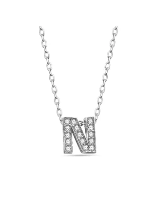 Dkeniz Anhänger mit Kette Buchstabe N 925/- Sterling Silber