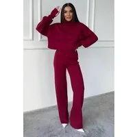 WOMAN VISION Blusentop Rollkragenpullover und hochgeschnittene Strickhose (Oberteil und Hose)