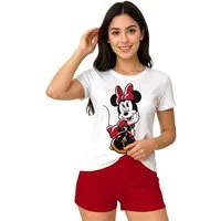 United Labels® Schlafanzug Disney Minnie Mouse Schlafanzug Pyjama Kurzarm Oberteil mit Shorts
