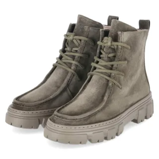 Paul Green Schnürboots - Gr. 36 - Grün - Rauleder