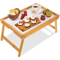 Dimono Tabletttisch DIMONO Bambus Bett Tablett – Klappbares Frühstücks- & Serviertablett, Serviertablett Betttisch