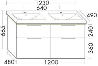 Burgbad Keramik-Waschtisch+Waschtischunterschrank Eqio Eiche Dekor Baumwolle/Alpinweiss SEZD123F7344C0001