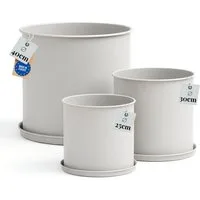 LIVLIG Pflanzkübel Blumentopf mit Untersetzer groß draußen, Übertopf für Pflanzen (3er-Set), Ø 25 cm, 30 cm & 40 cm