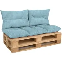 Amilian Palettenkissen Set 3-teilig Palettenauflagen für Europaletten, Balkon, Terrasse, Sitzkissen 120x60 cm + 2x Kissen 40x60 cm