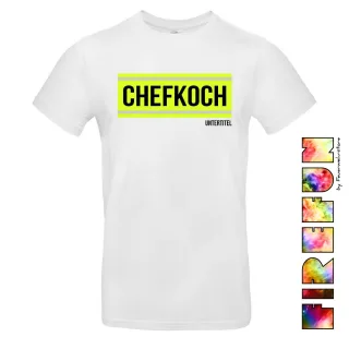 FIREFUN - T-Shirt mit Aufschrift "CHEFKOCH" Weiß 2XL MIT Silberstreifen (Reflexoptik) MIT Untertitel Vorne (Brust)