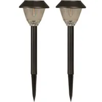 Luxform Gartenleuchte Solar-Gartenlampe - Kodiak - 2 St - 5 Lumen - LED, LED fest integriert, Aus Edelstahl & Glas gefertigt