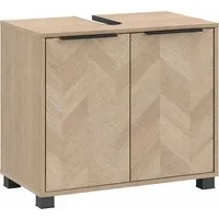 Schildmeyer Waschbeckenunterschrank PIAZZA, 2 Türen, Breite 65,1 cm, MADE IN GERMANY (1-St) Türen im Fischgräten-Dekor, MADE IN GERMANY