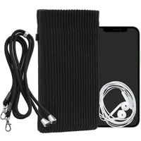 kwmobile Handytasche Handytasche für Smartphones XXL - 7" Handy Tasche (1-tlg), Cord Handy Hülle Schwarz mit Kordel - Handy Tasche