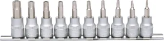 KS Tools 3/8" Bit-Stecknuss-Satz, 10-tlg, TB10-TB55 mit Stirnlochbohrung - 911.3940