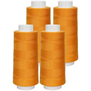 buttinette Overlockgarn im 4er-Pack, Stärke 120, 2500m-Spule, orange