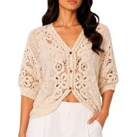 Mississhop Bolero Damen Bolero Spitze Kurzarm Baumwolle Sommer Cardigan Gr. S/M