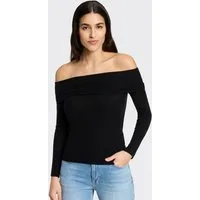 BOSS ORANGE Carmenpullover Falmon Premium Damenmode schulterfrei mit umgeschlagenem Ausschnitt
