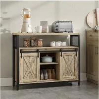 VASAGLE Sideboard Küchenschrank, Aufbewahrungsschrank, mit 2 Schiebetüren, 33 x 100 x 80 cm, verstellbare Ablagen