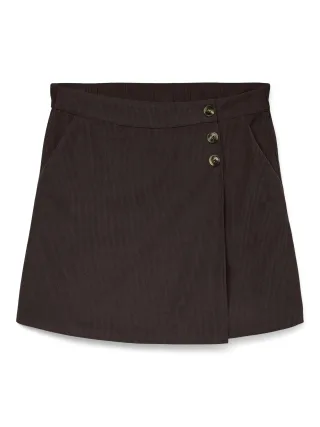 VERO MODA - VMELLY HW SHORT WRAP SKIRT WVN GA Chocolate Torte - Gr. - L