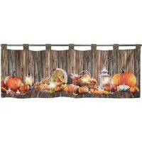 Delindo Lifestyle Scheibengardine Herbst, Bistrogardine (1 St), Schlaufen, blickdicht, mit LED-Lichterkette