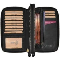 Benthill Geldbörse Echt Leder XXL RFID Große Reisebrieftasche Portemonnaie Brieftasche, RFID-Schutz Münzfach Kartenfächer Handy-Fach Reißverschlussfach