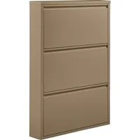 WOOOD Schuhschrank Metall pulverbeschichtet mit Griffleiste H 103 x B 66 x T 16 cm Tragkraft 20 kg pro Fach, pfleigleicht, einfach zu montierbar