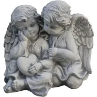 gartendekoparadies.de Gartenfigur Engel Paar für Glück und Liebe, Steinfigur, H. 22 cm, 5 kg, Frostsicher
